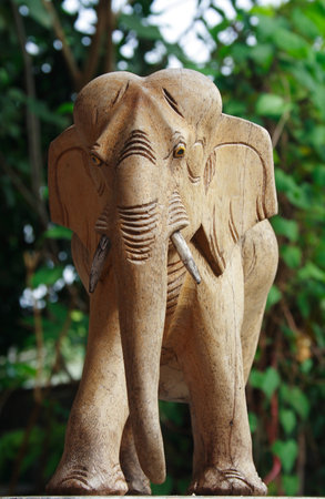 Asian elephant carve made by woodの写真素材