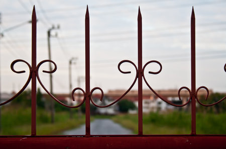 Sharp defensive iron gateの写真素材