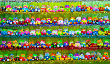 Throwing the dolls game at amusement parkの写真素材