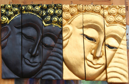 Face of Buddha made by handmadeの写真素材