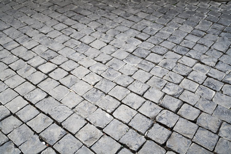 The pattern of stone block paving