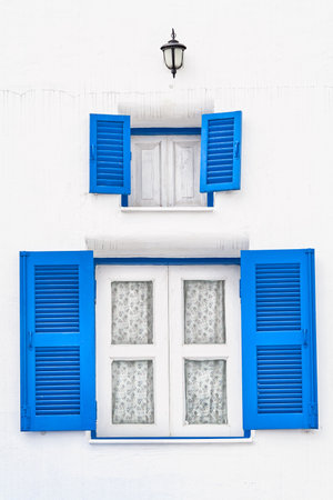 Vintage windows and lampの写真素材