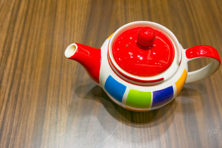 Colorful ceramic teapotの写真素材