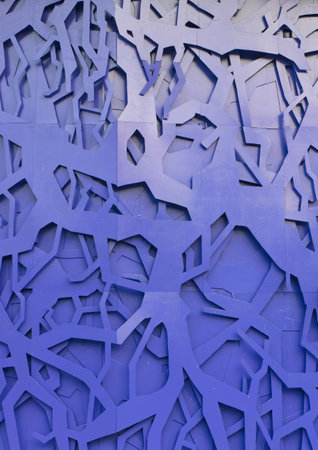 Design pattern on blue wallの写真素材