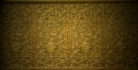 The yellow pattern on metallic gateの写真素材