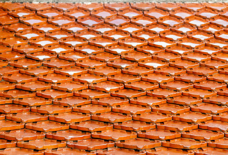 Vintage roofing of Buddhist monasteryの写真素材