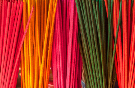 Colorful joss sticks or incenseの写真素材