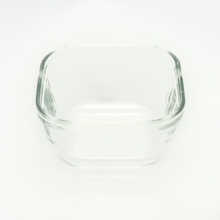 Empty glass bowl isolated on white backgroundの写真素材