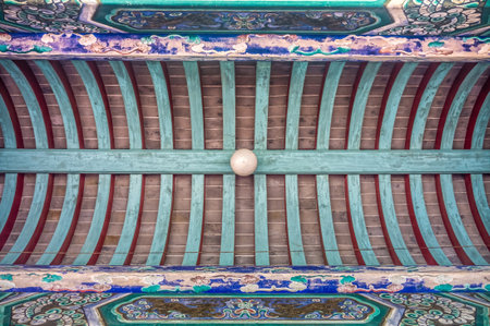The Chinese art of Memorial Hall ceiling of former president Dr.Sun Yat-sen on purple mountain near Nanjing Cityのeditorial素材