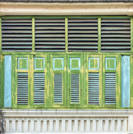 Sino-Portuguese Architecture of many the buildings in Phuket town. These old buildings have been constructed more than hundred years and this architectural style is European mixed with Chinese modern.のeditorial素材