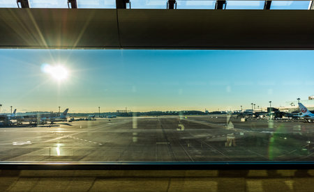 CHIBA, JAPAN - DECEMBER 18, 2015: Scenery view of Narita International Airport in Chiba Prefecture,...