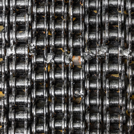 Background with roller metal chains. It is made of iron or steel  from unused material parts.