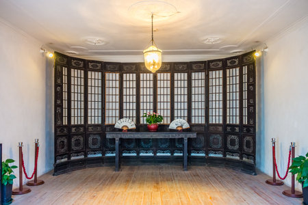 MACAU, CHINA - NOV 23, 2017: Interior of Mandarin's House built with Cantonese or Guangdong architectural style. It is old Chinese historic residential building in Macau, China.のeditorial素材