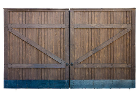 Vintage wooden farm gates. It is isolated on white background.の写真素材