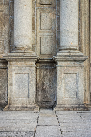 Old columns in Catholic church architecture. The building part of Ruins of Saint Paul's.の写真素材