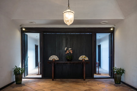MACAU, CHINA - JUL 18, 2019: Vintage room with Cantonese or Guangdong architectural style. It is old Chinese historic residential building.のeditorial素材