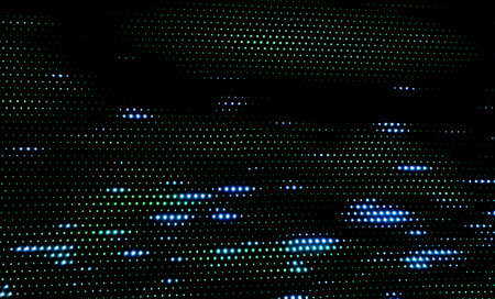 Random of green and blue light dots on black. For using as pattern and background.の写真素材