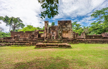 Eastern entrance of Prasat Ta Muean Thom. It is an Ancient Khmer temple in Surin province, Thailand, Southeast Asia.の写真素材