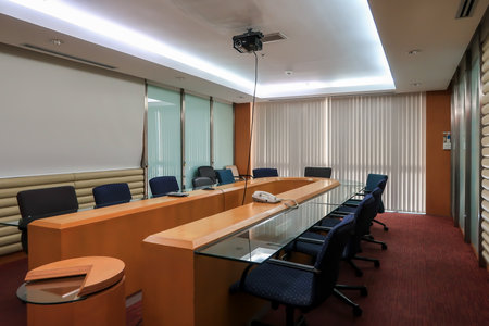 Meeting and conference room with U-Shape table. It is a workspace in modern office.の写真素材