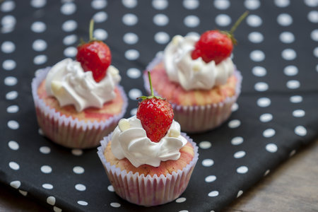 Strawberry cupcake with Strawberryの写真素材