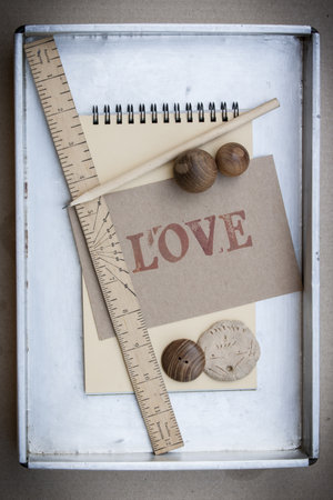 Love card in zinc tray
