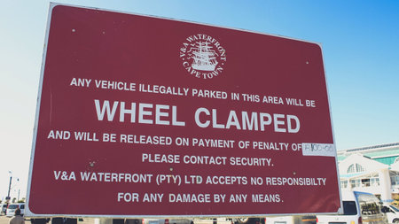 Wheel Clamped Sign ,South Africaの素材