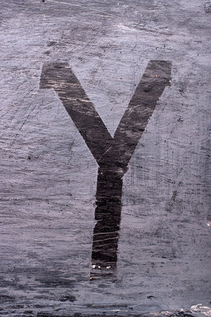 Black grunge alphabet sticky tape effect.Letter Yの写真素材