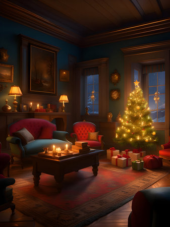 Cozy Living room at Christmasの素材
