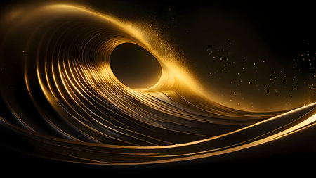 Abstract gold wavy background. 3d rendering, 3d illustration.の素材