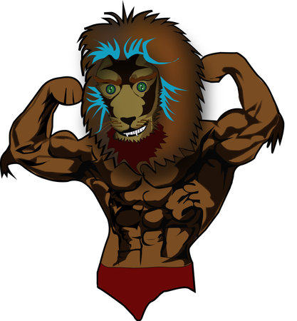 Muscular Lion Mascotのイラスト素材