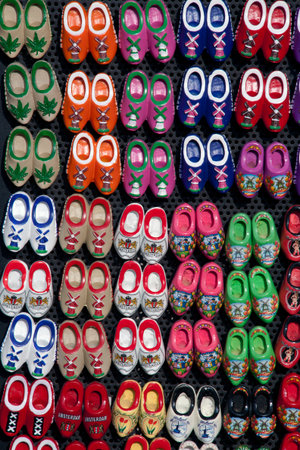 miniature wooden shoes for sale to tourist as a memorial to their visit to amsterdam