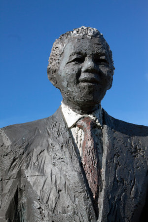 The Hague,The Netherlands-february 20,2015: Statue of Nelson Mandela at the Eisenhower street in The Hague. Nelson Mandela was a President of south Africa and a freedom fighter for the ANC, African National Congressのeditorial素材