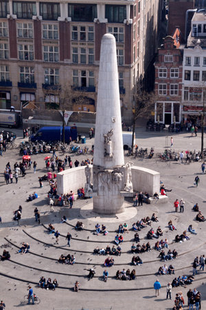Amsterdam,netherlands-april 24, 2015: national monument at the dam in Amsterdam, netherlandsのeditorial素材