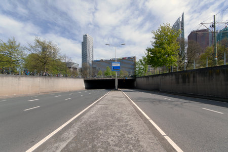 the hague,netherlands-may 5, 2015:  Empty kings tunnel in the center of the hague. The tunnel will be closed for almost a year.のeditorial素材