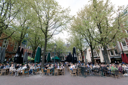 Amsterdam netherlandsmay 8 2015: The Leidseplein is a square in the center of Amsterdam with many terraces to eat and drinkのeditorial素材