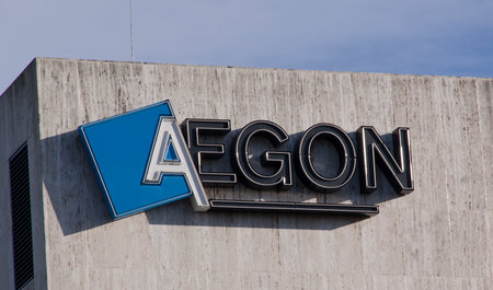 the Hague, Netherlands-november 24, 2015: Aegon headoffice in the hague, Aegon delivers life insurance, pension and asset management products.のeditorial素材