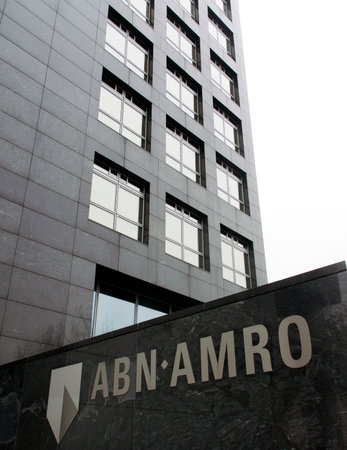 Amsterdam, Netherlands-november 8, 2015: Facade of abn Amro bank in Amsterdamのeditorial素材
