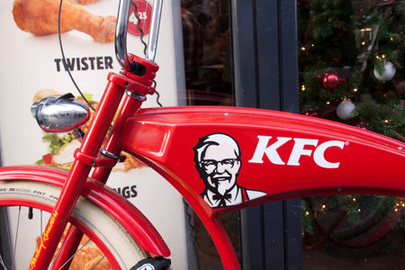 Amsterdam, Netherlands-december 26, 2015: bike in front of Kentucky Fried Chicken is a fast food...