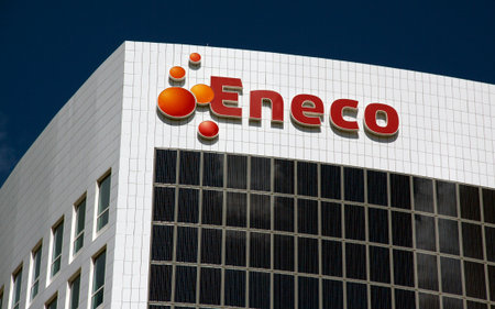 Rotterdam, Netherlands-august 8, 2016: building of Eneco energy in Rotterdam detailのeditorial素材