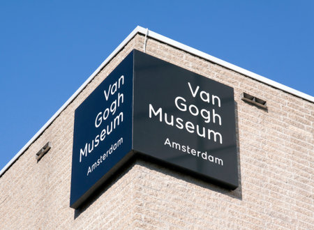 Amsterdam, Netherlands-october 23, 2016: Letters van Gogh museum on a wallのeditorial素材