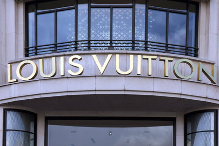 Paris, France, 21 september 2018: Louis Vuitton letters on a wall in Paris