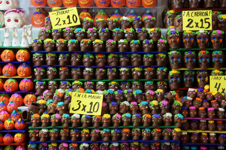 Chocolate skulls for the Day of the Dead festival in Mexicoの写真素材