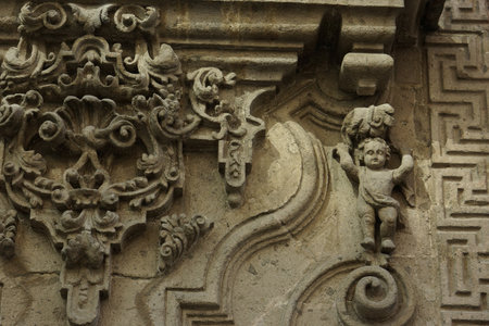 Detail of the House of Iturbide in Madero Street in Mexico Cityのeditorial素材