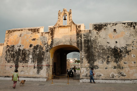 The Gate to the Sea in the beautiful walled city of Campeche Mexicoのeditorial素材