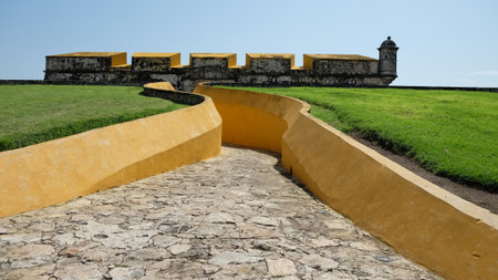 The fortress of San Carlos in the beautiful walled city of Campeche Mexicoのeditorial素材
