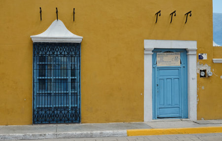 A colorful house in the beautiful city of Campeche Mexicoの写真素材