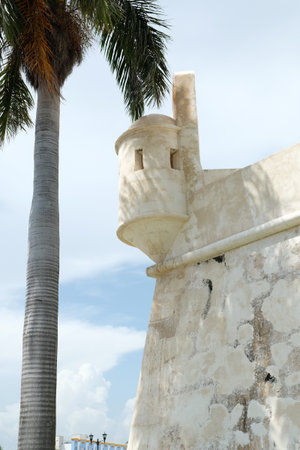 The fortress of San Carlos in the beautiful walled city of Campeche Mexicoのeditorial素材