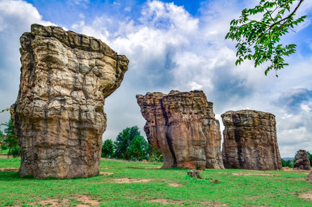 Stonehenge of Thailand (Mor Hin khao), The ancient strange stone is landmark at Chaiyaphum province Thailandの写真素材