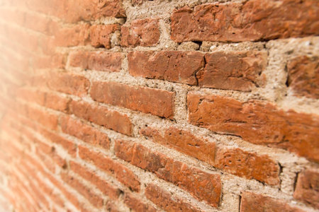Selective focus on the old brick texture with effect filter, Abstract background.