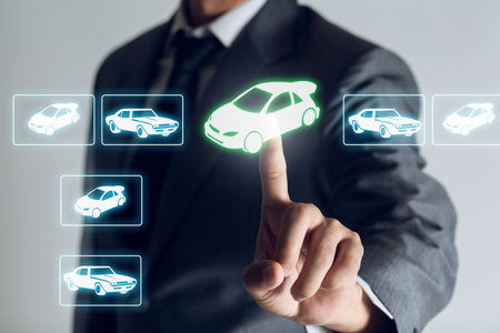 Businessman is shopping online to choose a cars to buy about internet of thing concept, Business background.の写真素材